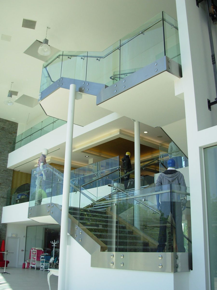 Interior view of glass balustrades